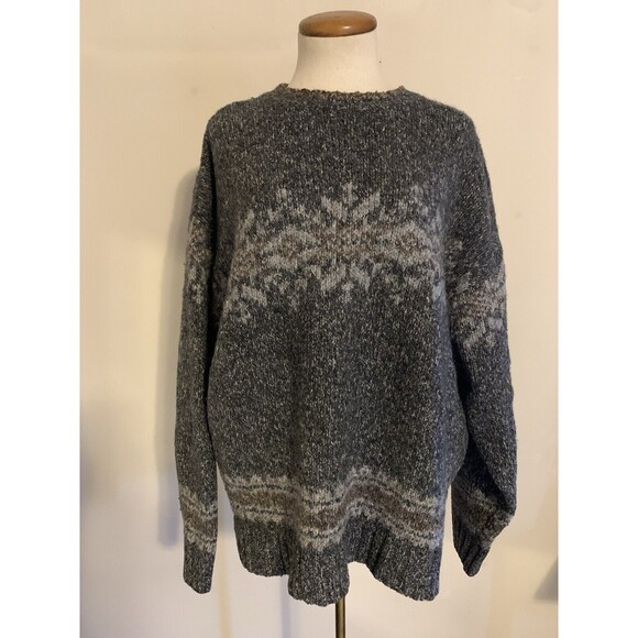 Woods & Gray Sweaters - Wood And Gray Sweater Womans Sz XL Gray Knit Snowflake Pattern Vintage 90’s